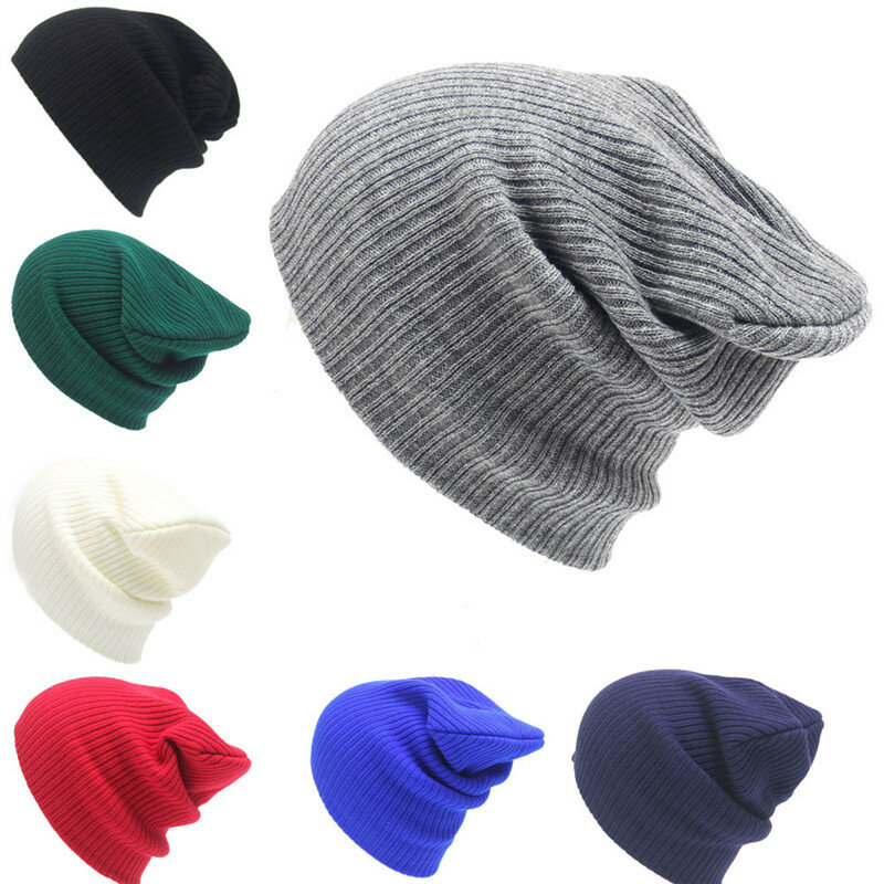 

Winter Solid Knitted Warm Skullies Beanies Hats, Red black white royal blue navy grey dark green