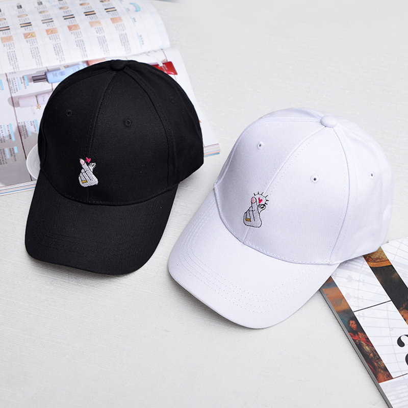 

Men Women Hand Embroidery Baseball Cap Adjustable Strapback Trucker Hats, Black white pink