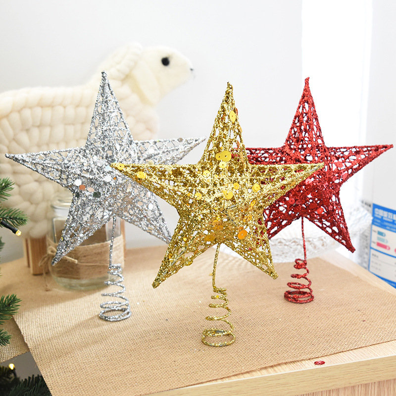 

Christmas Tree Topper Star Iron Christmas Star Tree Topper, Silver gold red