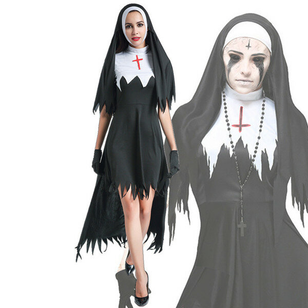 

Role Play Irregular Dovetail Nun Clerical Skirt, Black