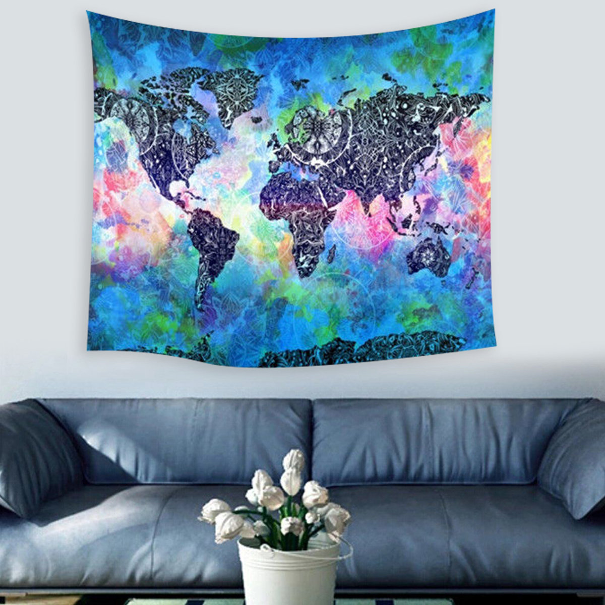 

World Map Indian Mandala Wall Hanging Yoga Tapestry Home Living Room Beach Towel
