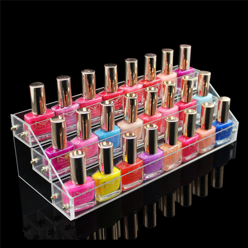 

3 Tiers Clear Acrylic Nail Polish Lipstick Display Stand Rack Holder Makeup Organizer