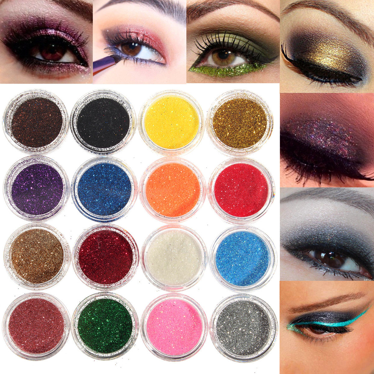 

16 Mixed Colors Glitter Powder Eyeshadow Makeup Smoked Eye Shadow Cosmetics Set