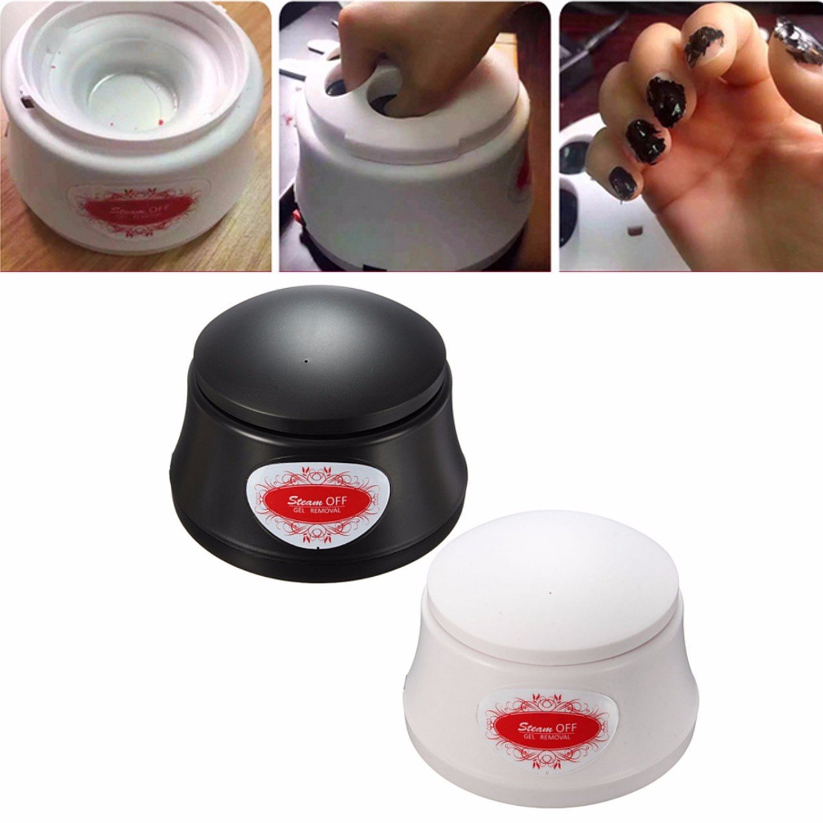 

Professional Nail Steamer Gel Removal Cleaner Environmental Protected Manicure Tools, White black