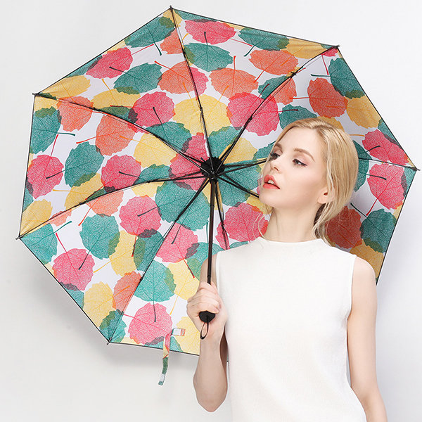 

LYZA Hand-painted Leaves Sunscreen Umbrella, White