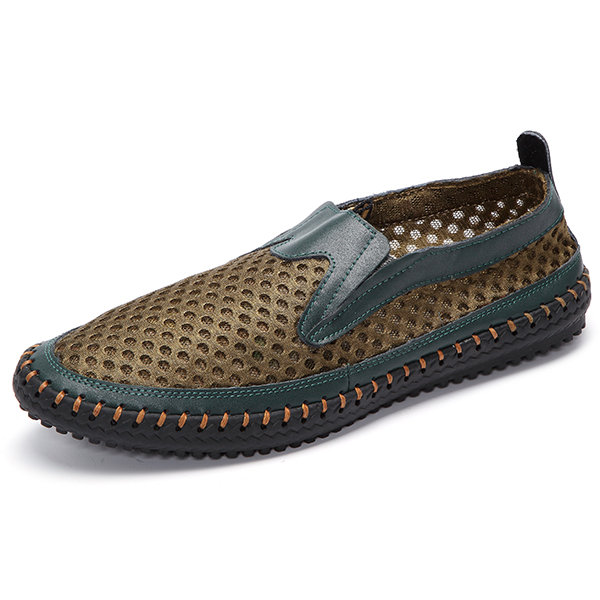 

Big Size Mesh Breathable Light Holllow Out Slip On Casual Shoes For Men, Gray gold khaki brown blue