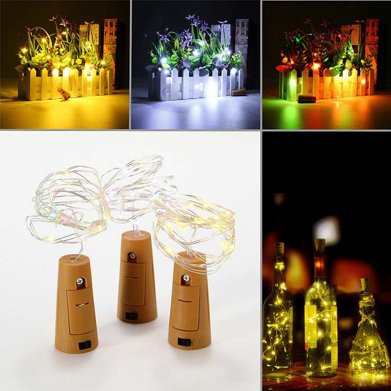 

Battery Powered 20 LEDs Cork Shaped LED Sliver Wire Starry String Light Wine Bottle Lamp Xmas Party, Multicolor warm white white