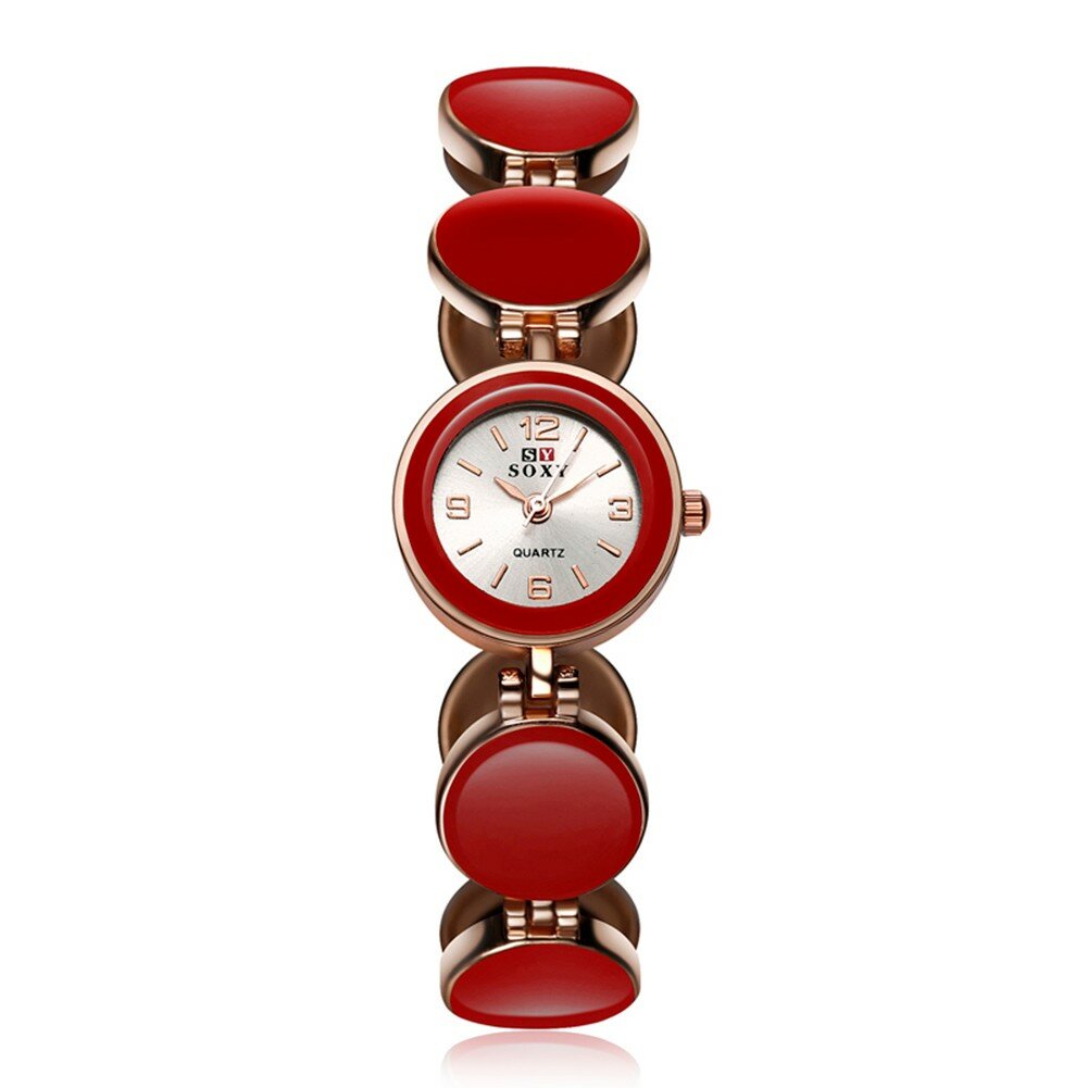 

SOXY Luxury Women Wristwatch, White red pink black