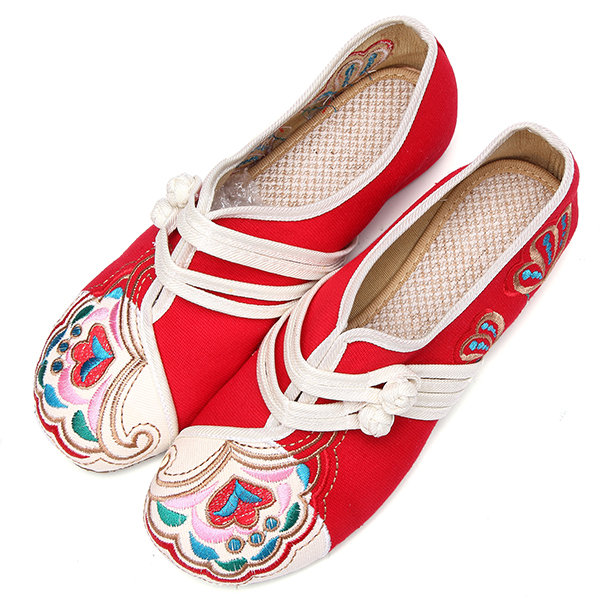 Hot-sale Vintage Chinese Embroidered Flower Mary Janes Buckle Casual ...