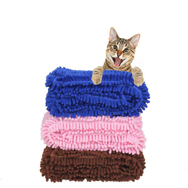 

Soft Pet Absorbent Towel Quick Drying Pet Dog Cat Bath Towel, Pink brown