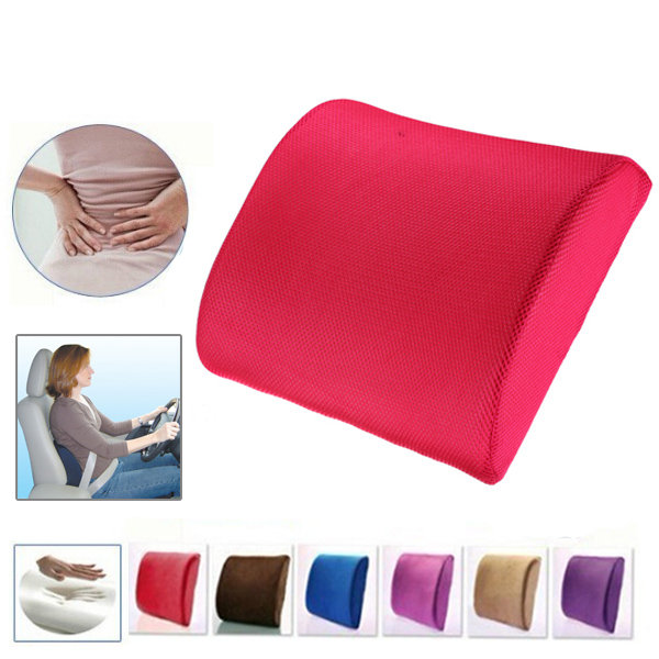 

Memory Foam Lumbar Back Support Cushion Removable Washable Office Car Seat Chair, Blue rose red black deep purple grey