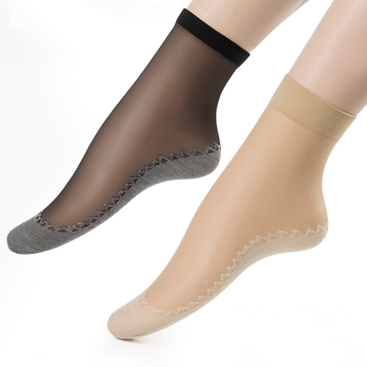 

Women Velvet Cotton Bottom Short Sock Non-slip Feet Massage Comfortable Breathable Socks, Black white