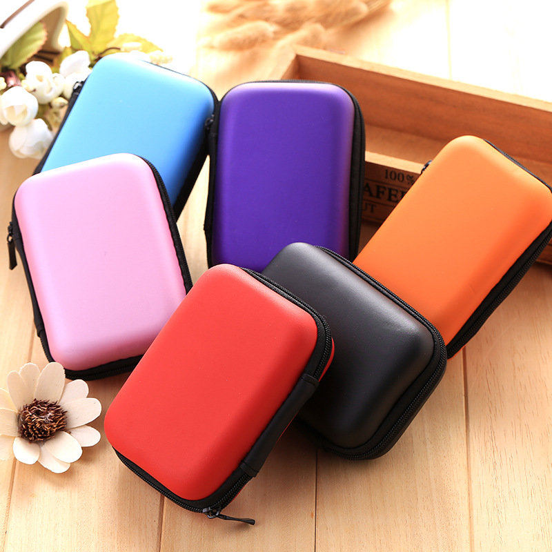 

Headset Moving Boxes Travel Phone Data Cable Charger Storage Box Solid Color Coin Storage Container, Orange black sky blue light pink red purple