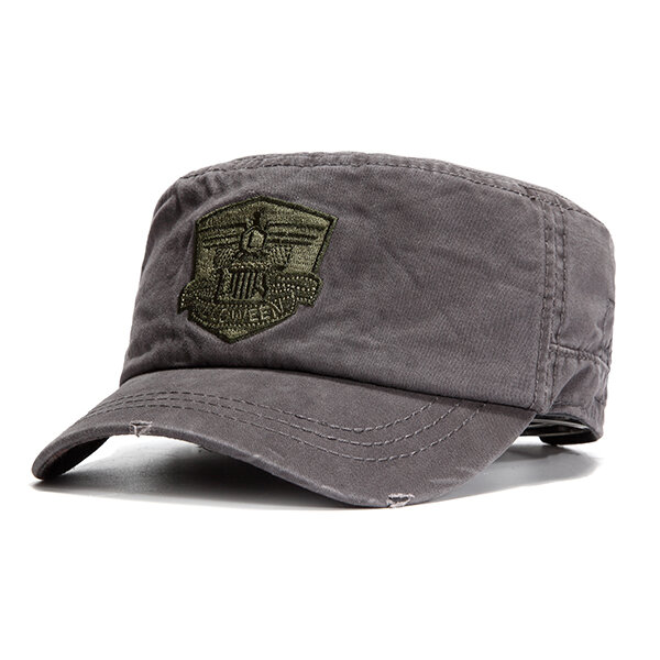 

Men Cotton Solid Sunscreen Flat Hat Outdoor Military Training Army Baseball Caps Adjustable, Coffee grey khaki army green black