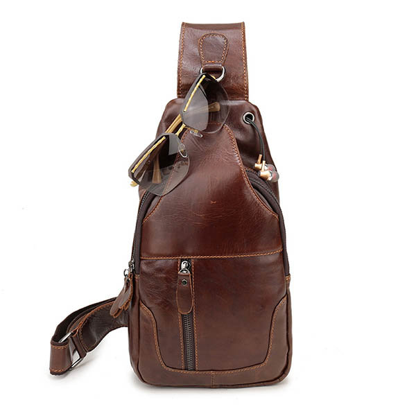 

Ekphero Men Vintage Genuine Leather Chest Bag Crossbody Bag, Black brown