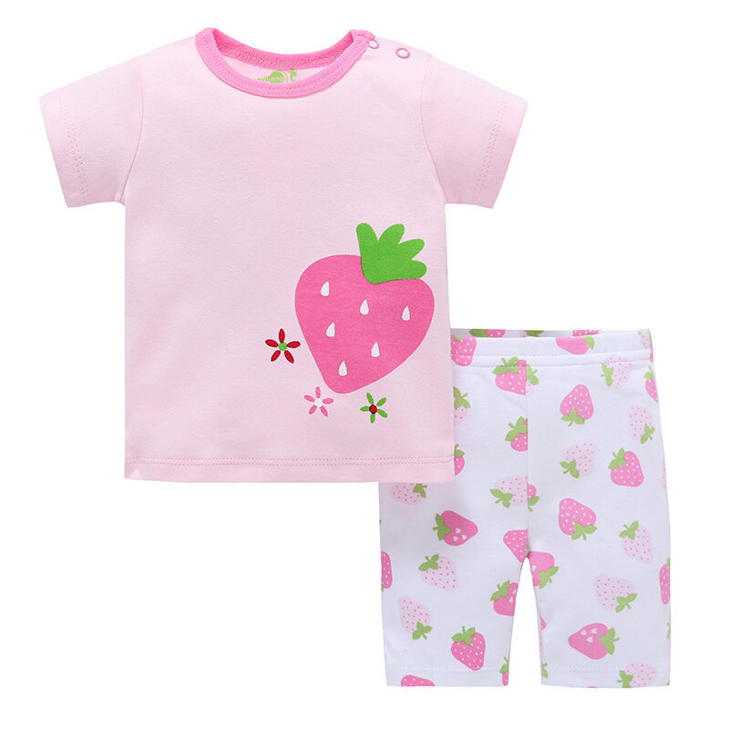

2Pcs Cute Cotton Baby Sets For 0-24M, Pink white