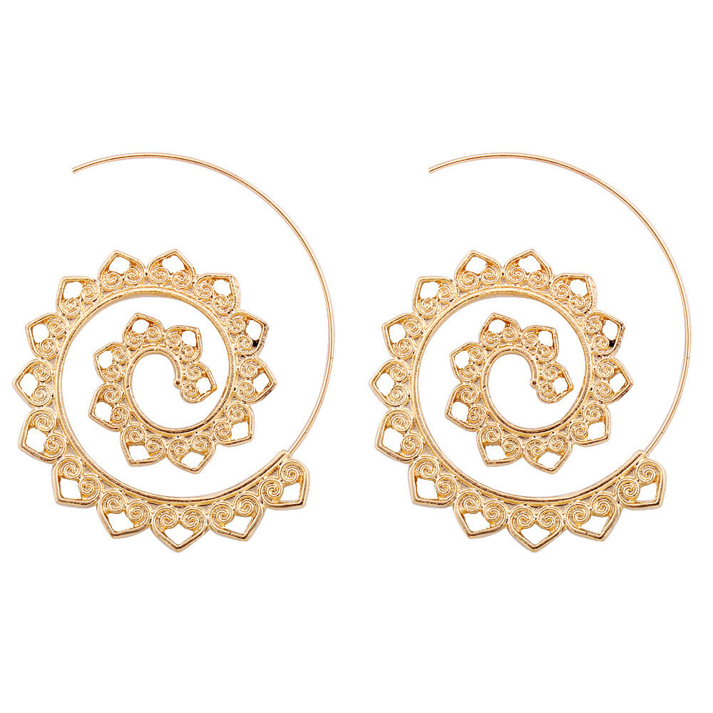 

Exaggerated Spiral Dangle Earrings, Silver gold