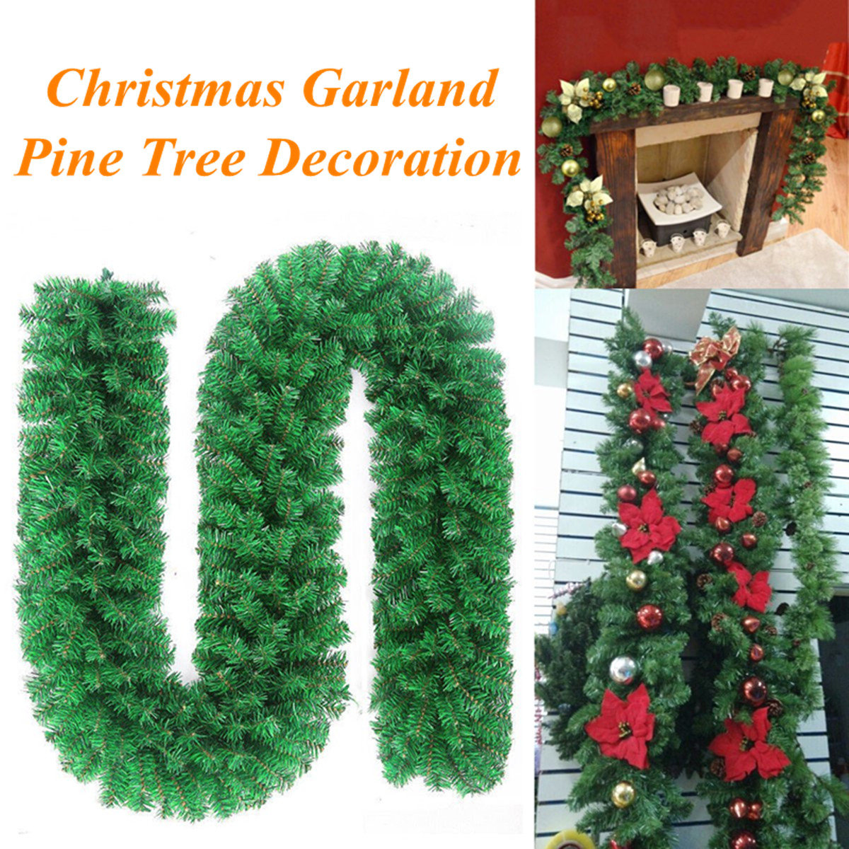 

2.7M Long Christmas Garland Pine Wreath, White