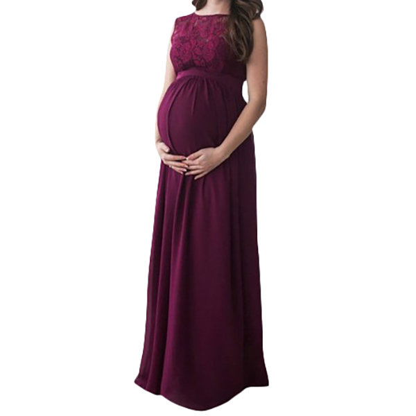 

Elegant Lace Maternity Maxi Dresses, White pink wine red