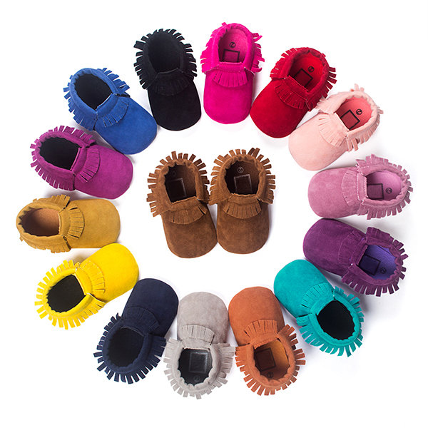 

Soft Tassels First Walkers Baby Shoes For 0-24M, Dark brown brown gray rose red red purple pink light purple lake blue blue yellow dark blue black