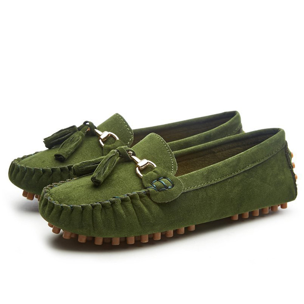 

Suede Tassel Casual Moccasins, Green black wine red