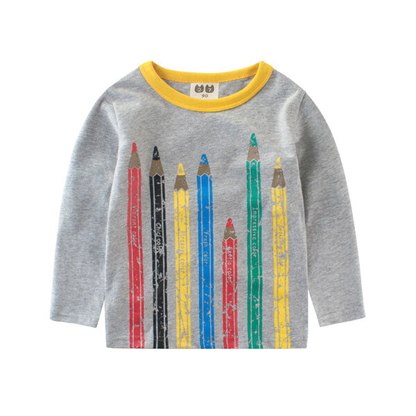 

Pencil Printed Boys T Shirt For 2Y-12Y, Grey off white