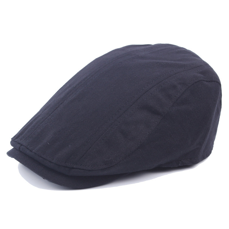 

Men Women Solid Color Cotton Beret Cap Casual Forward Peaked Hat, Black gray navy white army green