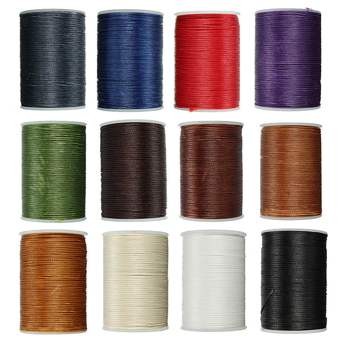 

78m Waxed Thread Polyester Cord Sewing Stitching Leather Craft Bracelet, Navy blue red purple green dark brown brown coffee brown/yellow white white black
