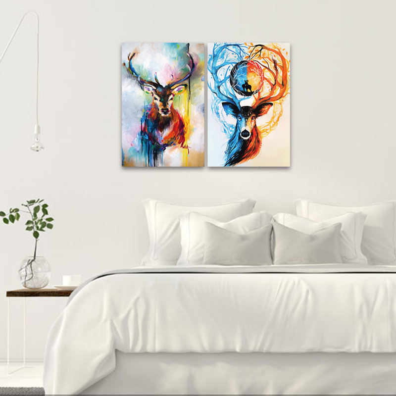 

2Pcs Elk Modern Abstract Canvas Painting
