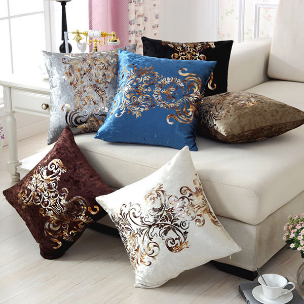 

Luxurious Velour Pillow Cover Bronzing Cushion Cover, White black