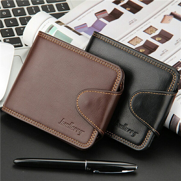 

Men Women Business Casual PU Leather Hasp Card Holders Wallet Purses, Black coffee