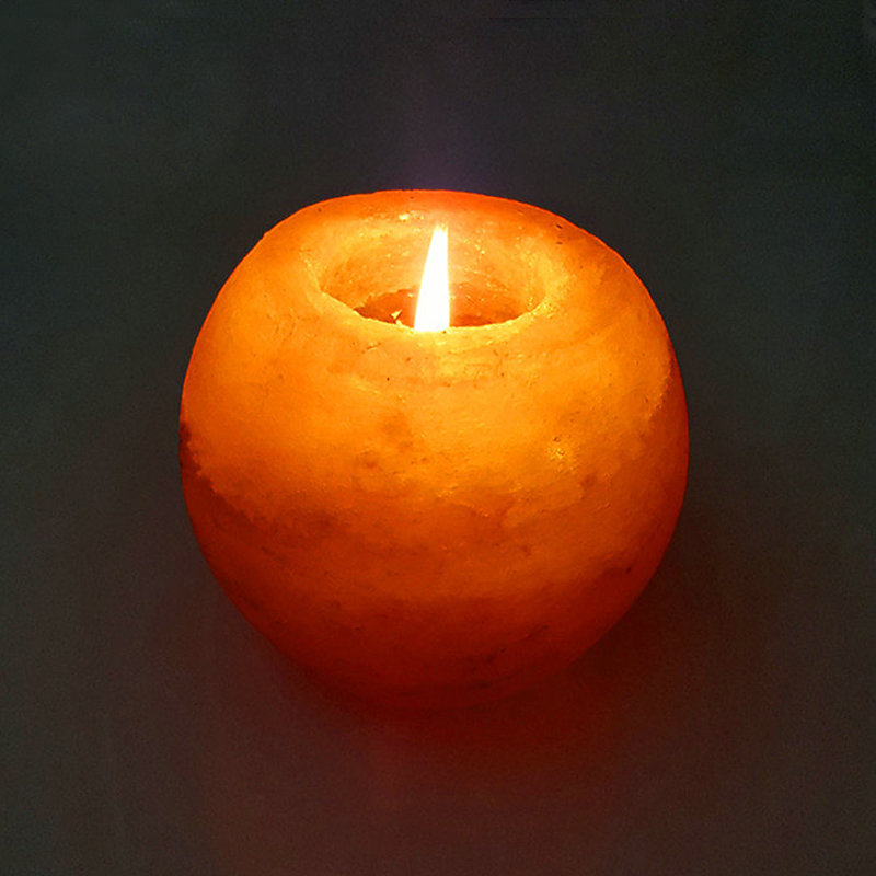 

Crystal Night Light Candle Holder Natural Salt Rock Tealight Air Purifying Table Lamp
