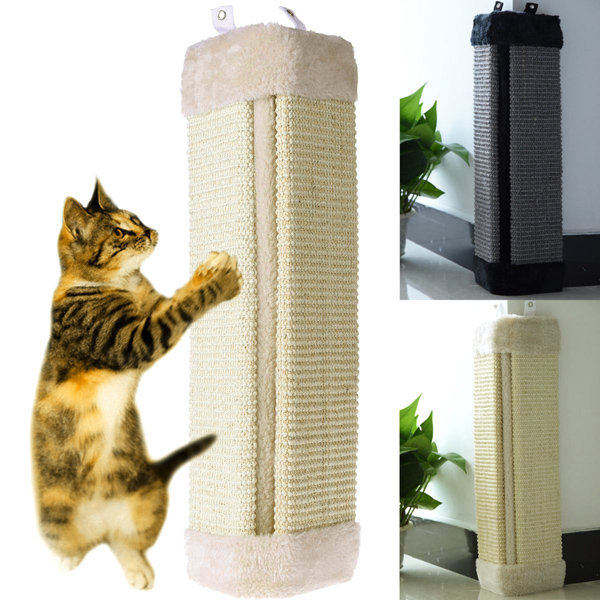 

19" Cat Wall Corner Scratching Board Mat Post Tree Sisal Pet Kitten Play Claws Care Interactive, White