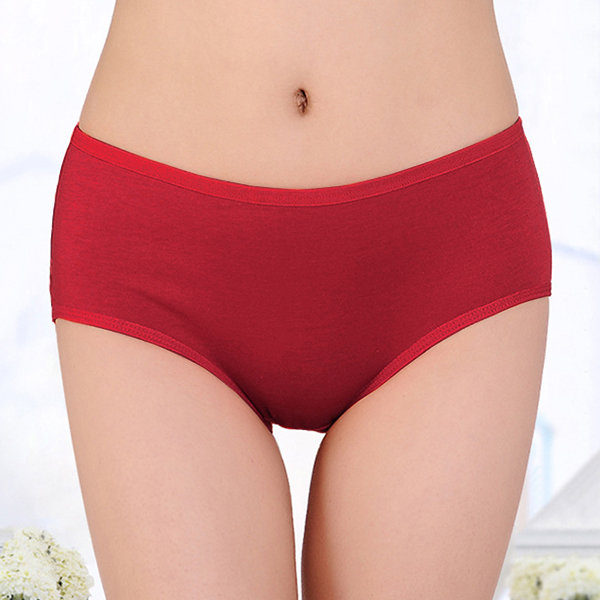 

Comfy Cotton Pure Color Hip-lifting Panties, Red nude white rose pink