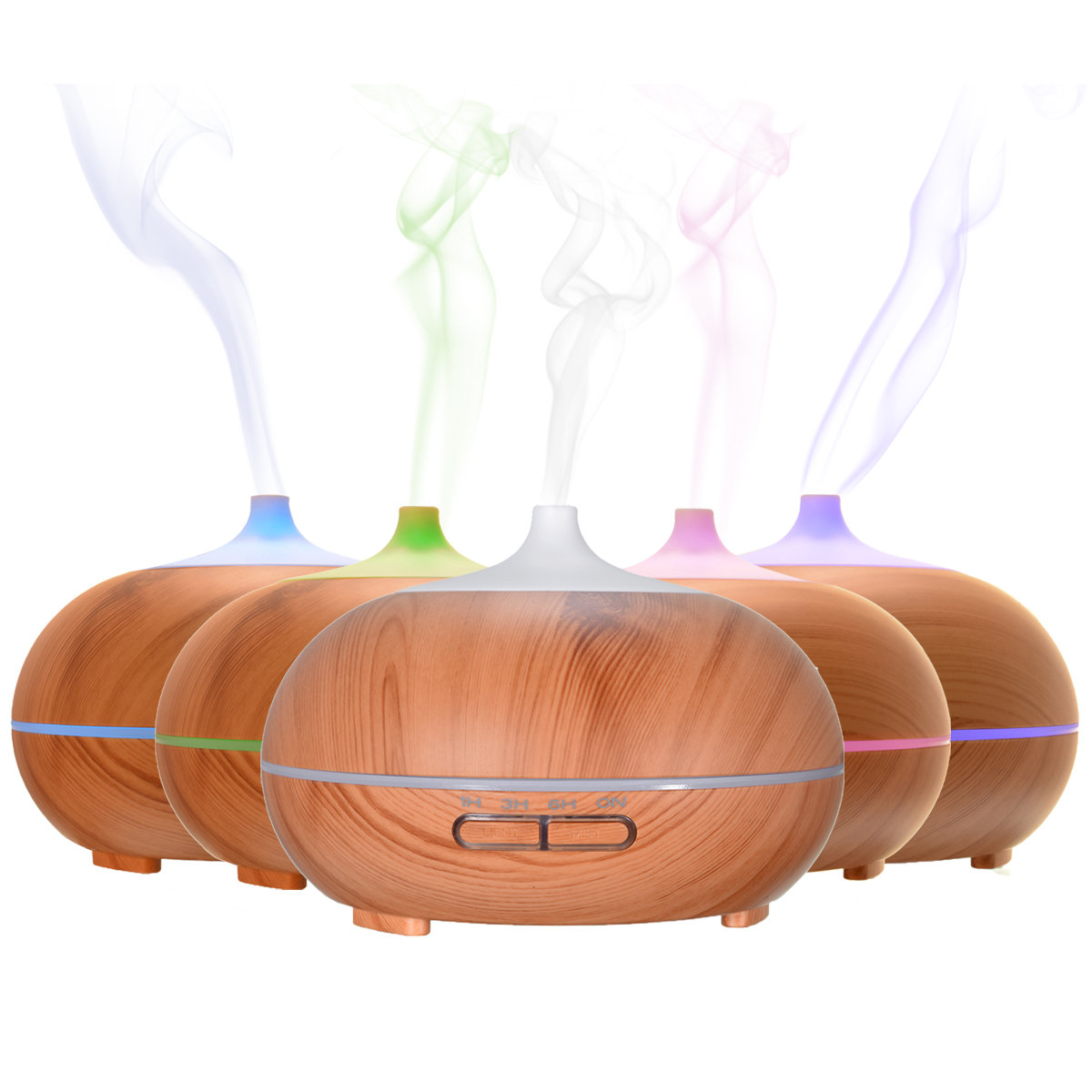 

Creative Humidifier LED Light Color-change Aromatherapy Extension Incense Light-colored Wood Grain, White