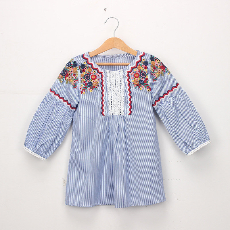 

Embroidery Flower Girls Dress For 2-11Y