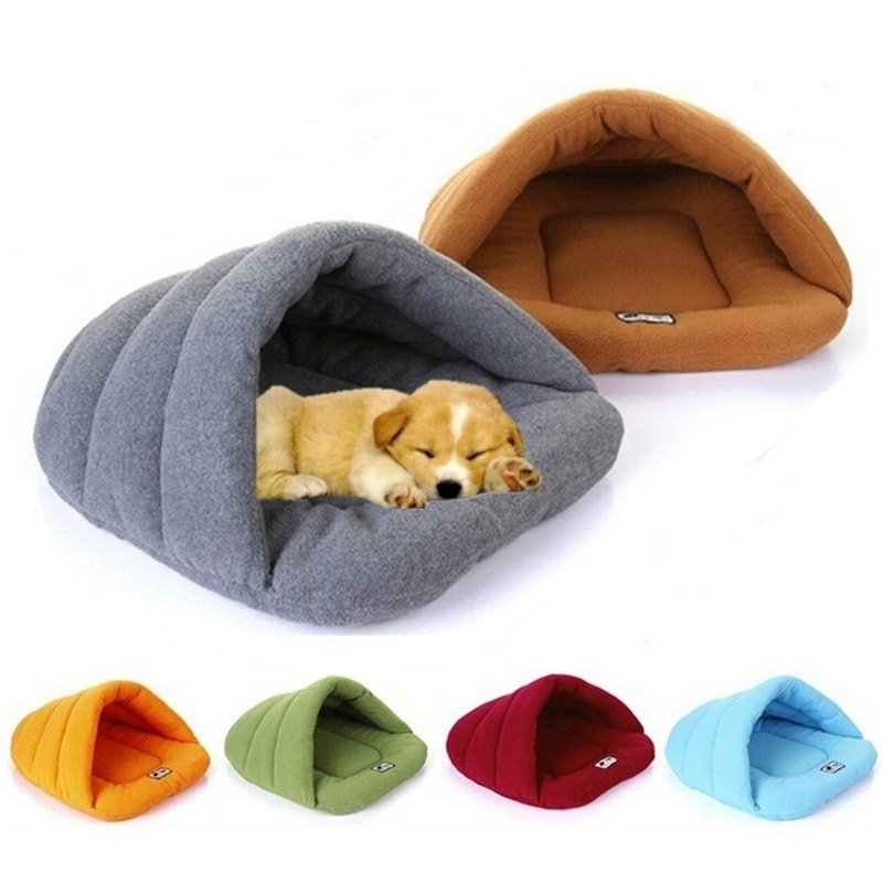 

Pet Cat Dog Rabbit Nest Bed Puppy Soft Warm Cave House, Gray wine red brown green blue orange