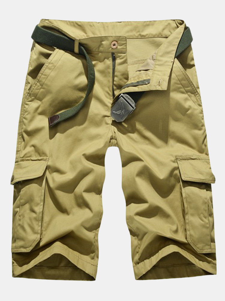 

Plus Size Mens Summer Cotton Big Pockets Casual CottonCargo Shorts, Navy khaki army green