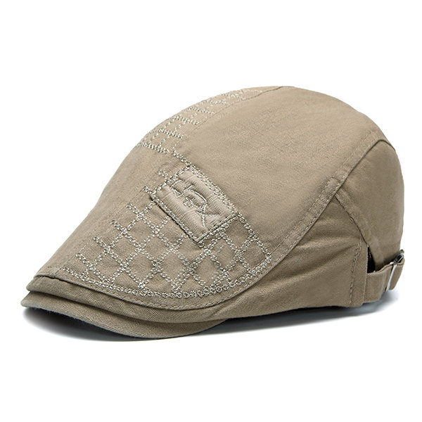 

Men Women Patch Embroidered Cotton Beret Hat Casual Outdoor Sunshade Cabbie Cap Adjustable, Black khaki coffee army green
