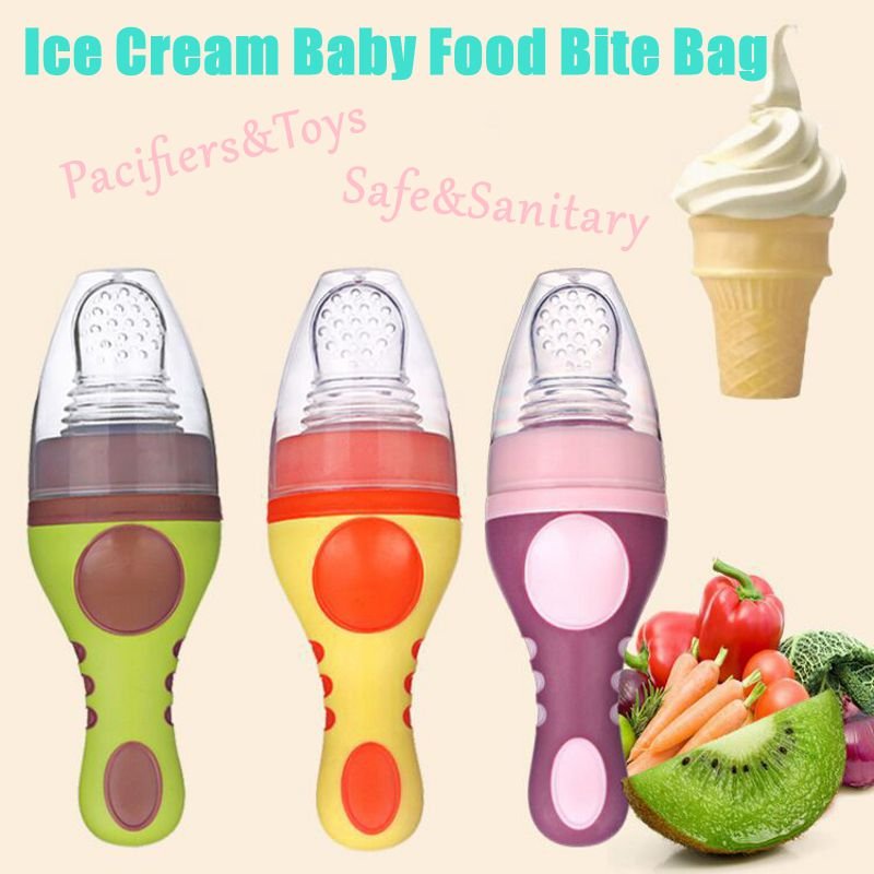 

Baby Infant Silicone Pacifier Food Bite Bag Toddler Food Supplement Feeding Bag Safe Nipple Soother