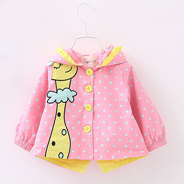 

Cartoon Baby Girl Hooded Outwear Jacket, Blue pink
