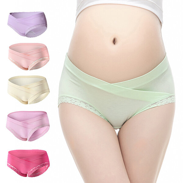 

Cotton Support Hip-lifting Antibacterial Seamfree Breathable Maternity Panties, White purple grey green nude shrimp pink champagne blue watermelon red