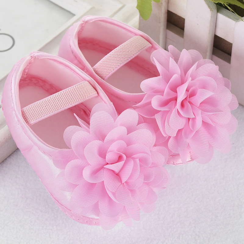 

Flower Girls Soft Shoes For 0-24M, White pink red