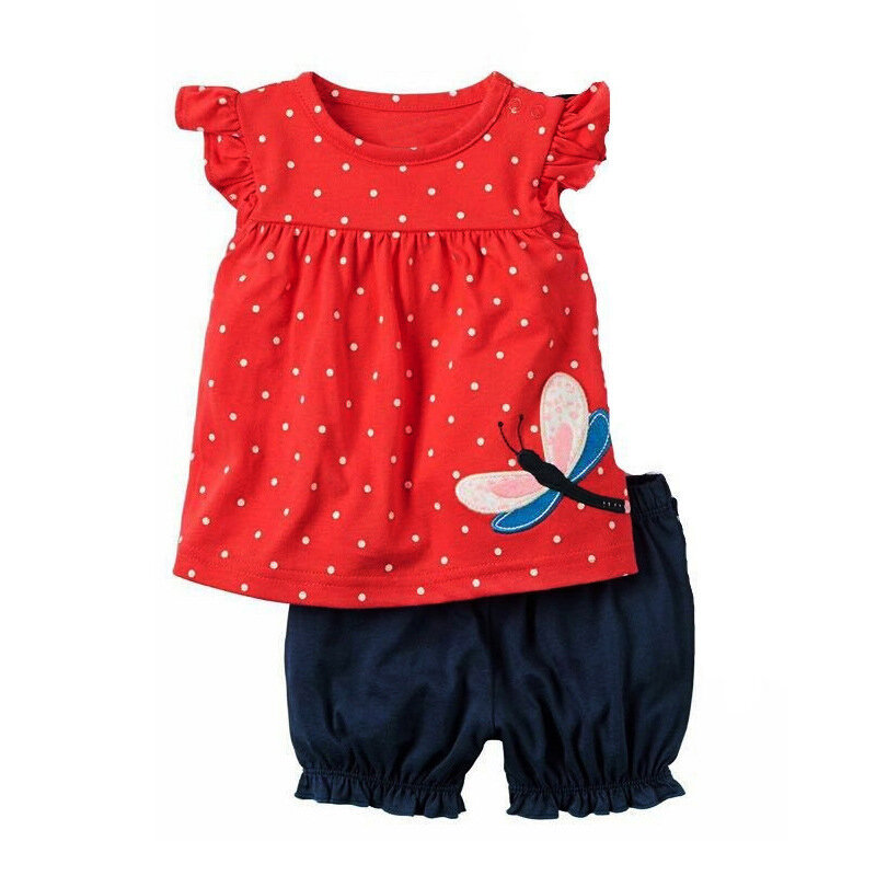 

Butterfly Girls Summer Set For 0-24M, Red