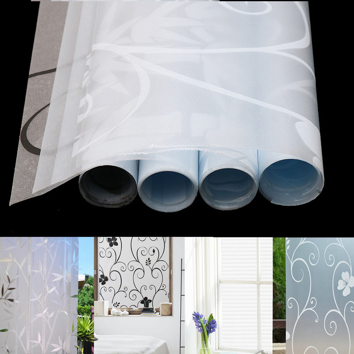 

45*200cm Bedroom Bathroom Home Glass Window Door Privacy Film Sticker PVC Frosted, White