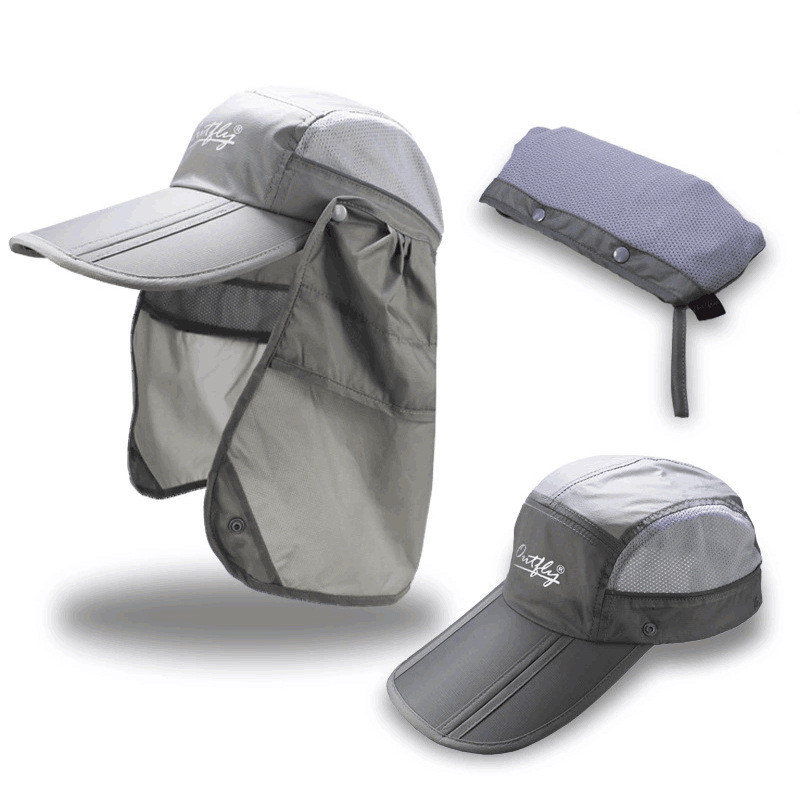 

Foldable Mesh Neck Face Flap Hat Baseball Cap, Purple grey khaki rose