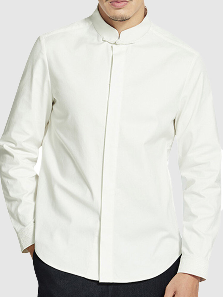 

Mens National Stand Collar Loose Cotton Linen Shirts