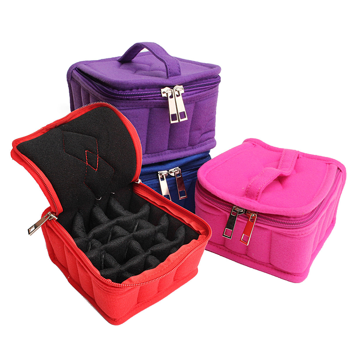 

16 Bottle Essential Oil Storage Bags, Rose blue red purple
