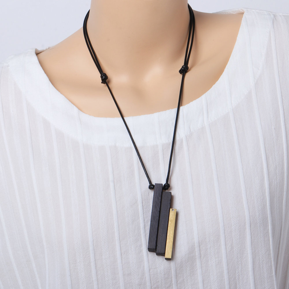

Ethnic Geometric Ebony Necklace, As picture