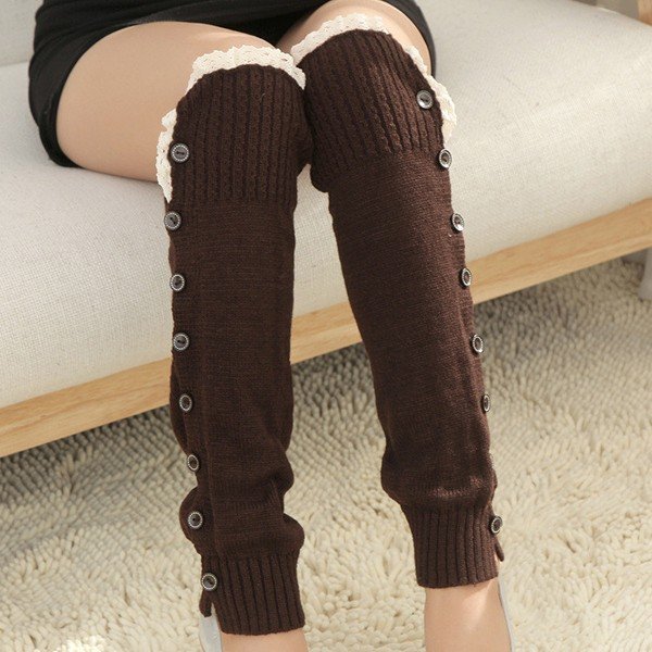 

Fashion Korean Style Knitting Boots Long Stocking Long Leg Protective Socks Hosiey, White black khaki light gray blue brown